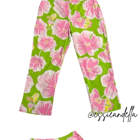 Lilly Pulitzer Pants - Lilly Pulitzer Women’s Cropped Straight Leg Pants Lavish Hibiscus Flowers